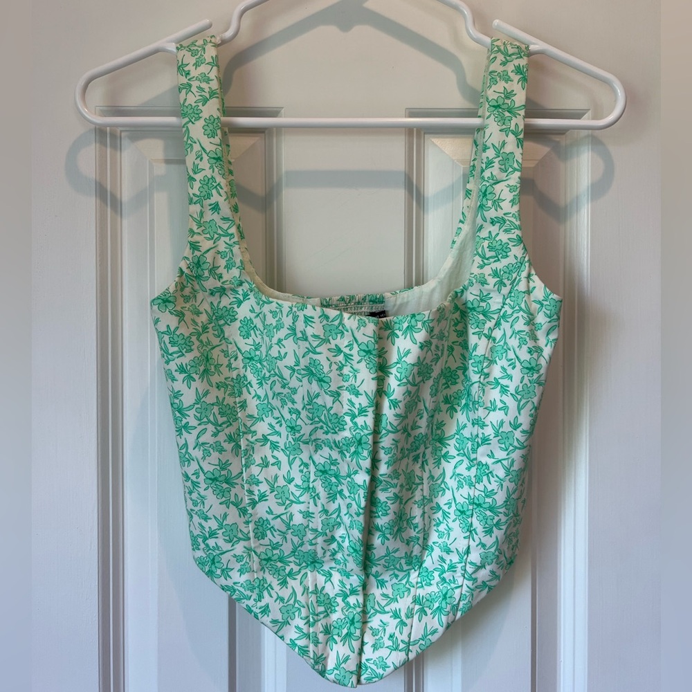Zara Green Floral Corset Top